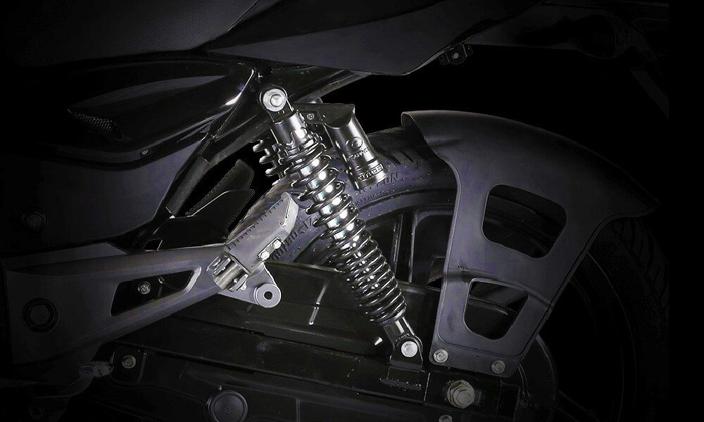 Bajaj Pulsar 150cc Neon Motorcycle five step rear shock absorbers suspension features Black and Red Color Bajaj Pulsar 150cc Neon Motorcycle Suspension